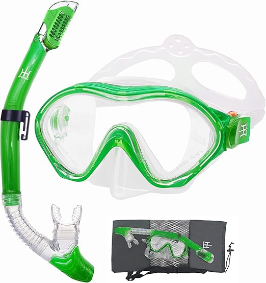 儿童面罩 浮潜套装 潜水面罩 干浮潜 网袋 防雾防漏浮潜装备 适用于